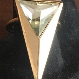 Triangle Goldtone and Faux Diamond Size 8 Ring